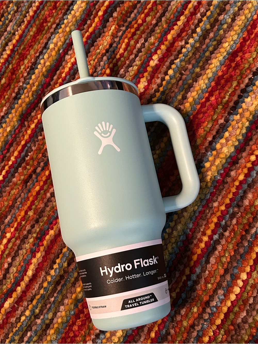 Hydro Flask Travel Tumbler turquoise with flex straw new
